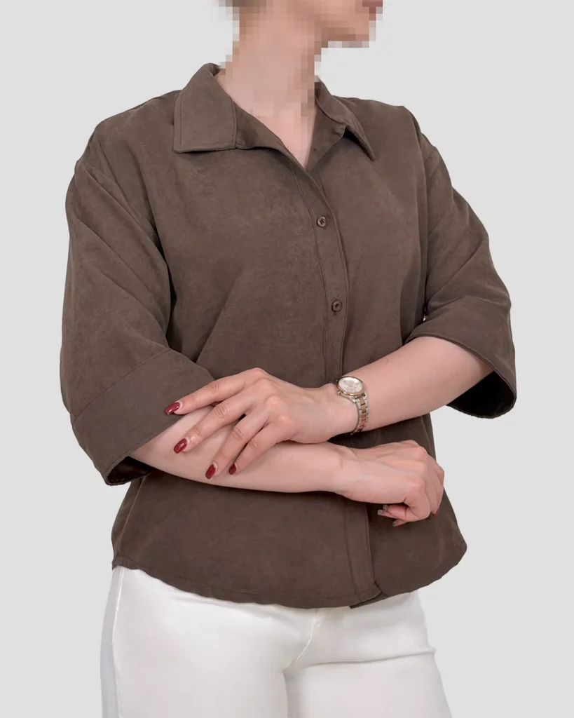 شومیز سیلک قهوه ای رزماری