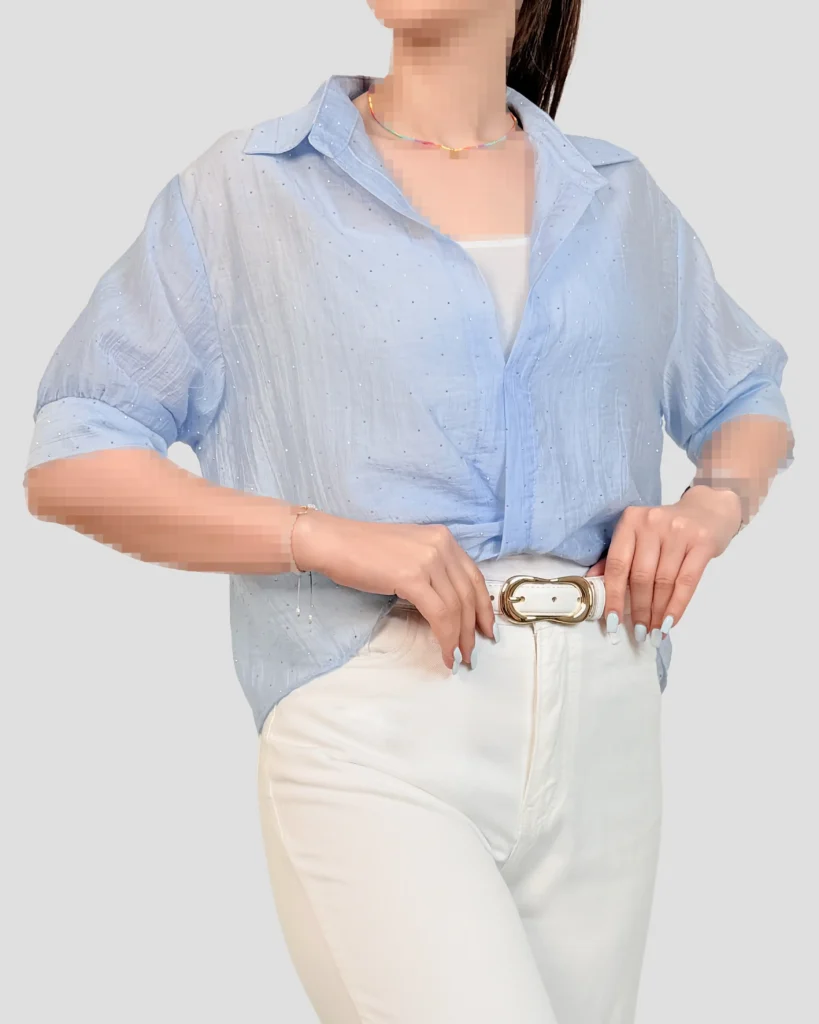 شومیز دو پی ساده نگین دار