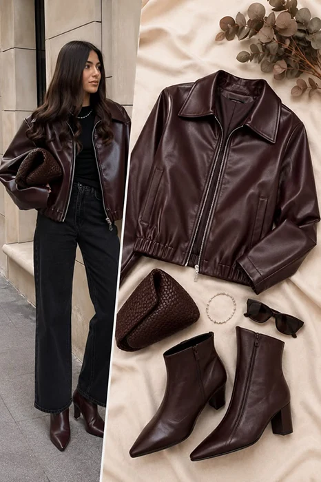 استایل کت چرم چری زنانه 